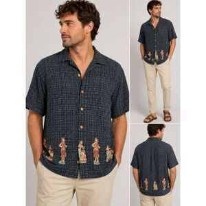 Colo Wear America Hawaiian Classics Men’s L Hula Dancer  Camp Shirt